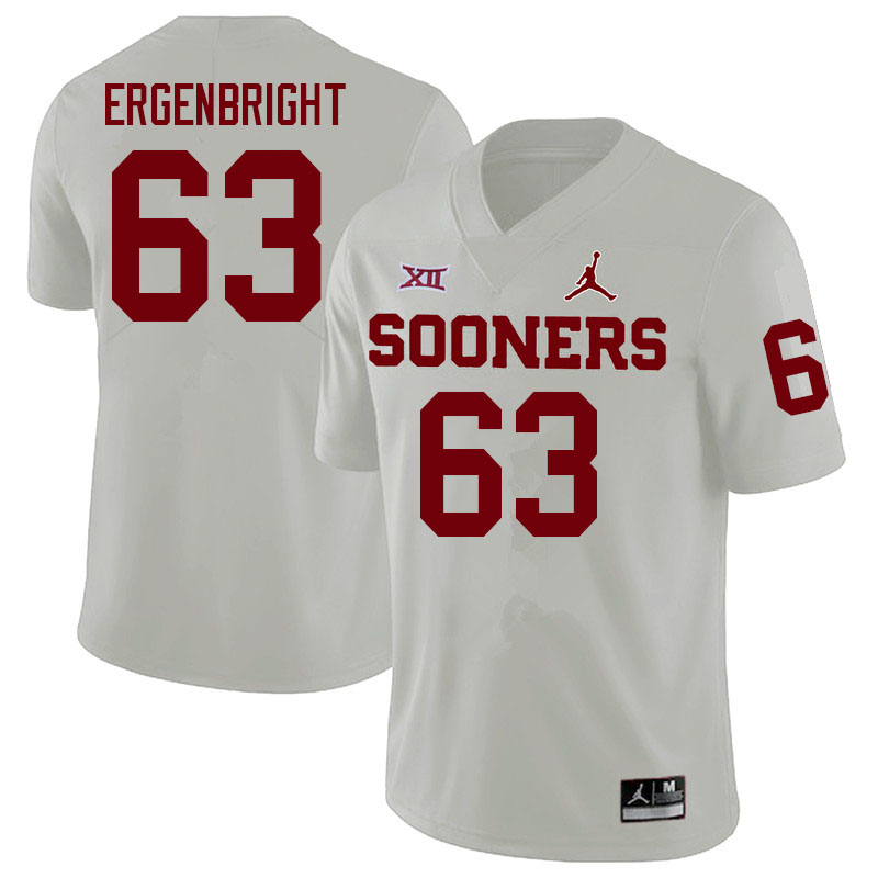 Men #63 Kyle Ergenbright Oklahoma Sooners College Football Jerseys Sale-White